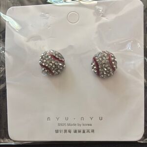 Silver and Red Crystal Stud Earrings